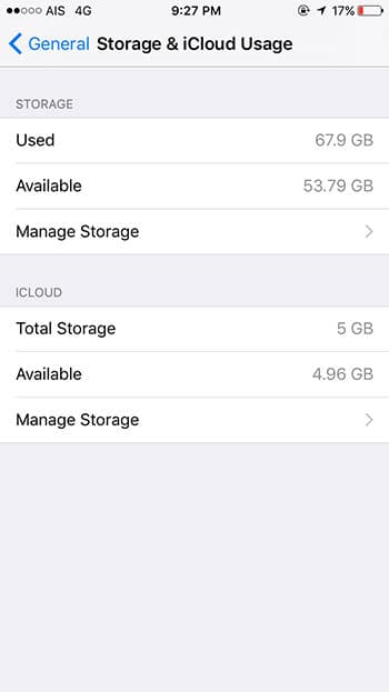 Check storage iPhone
