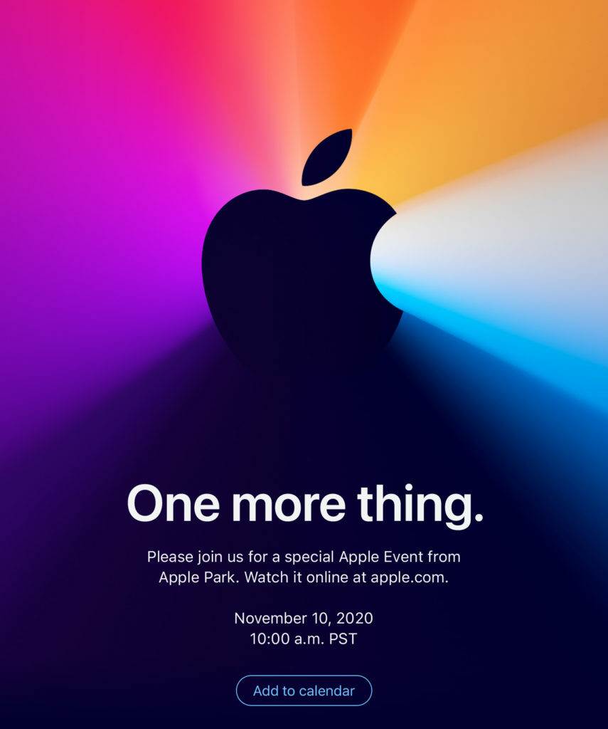 One more thing ประกาศแล้ว Apple Event เดือนนี้ จัดในวันที่ 10 พ.ย. คาดเปิดตัว MacBook รุ่น Apple Silicon