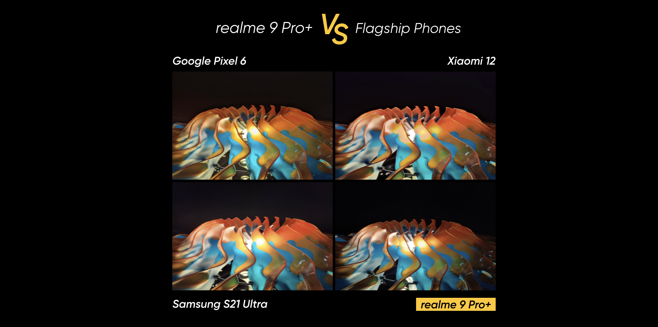 เรียลมี เผยภาพถ่ายเปรียบเทียบ realme 9 Pro+ กับ Android แฟล็กชิปอย่าง Google Pixel 6, Xioami 12 และ Samsung Galaxy S21 Ultra