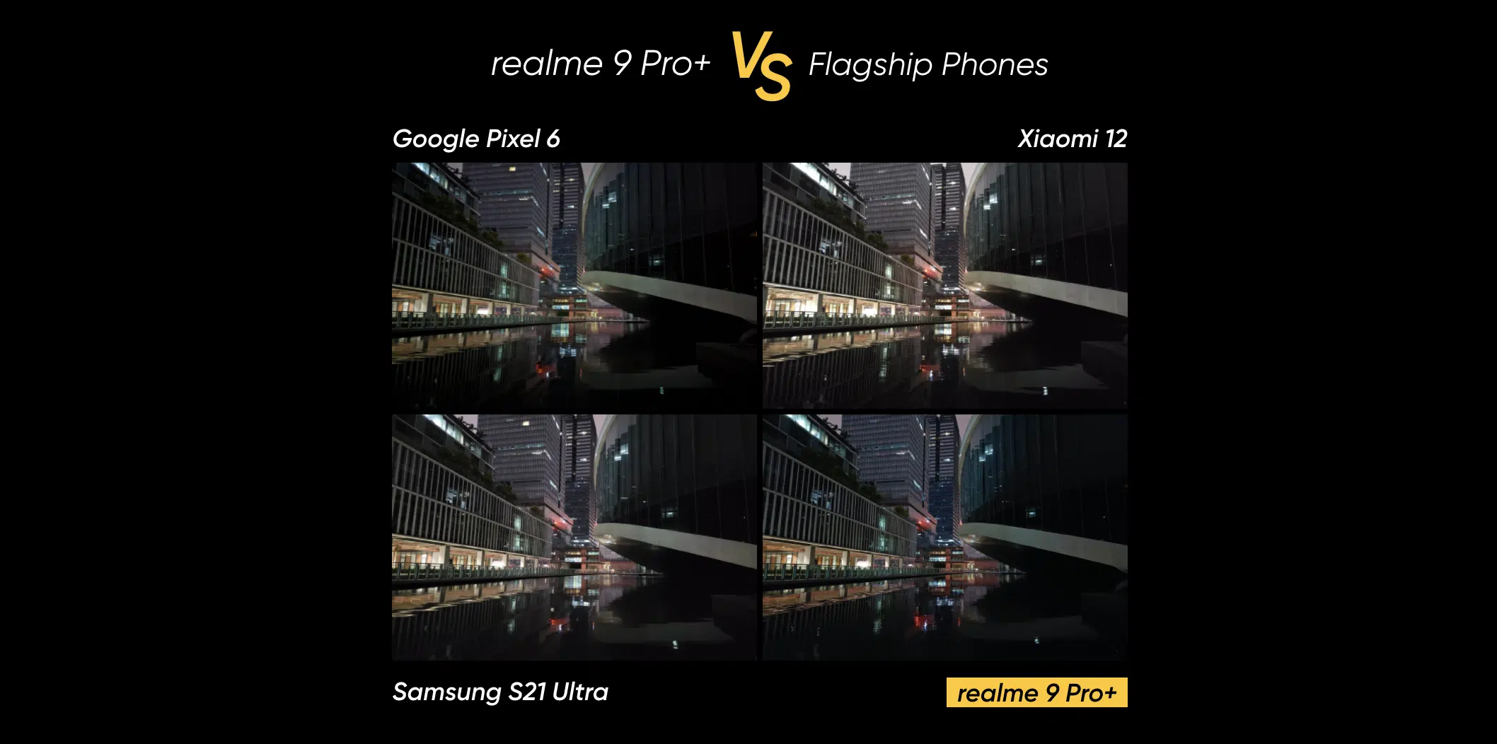เรียลมี เผยภาพถ่ายเปรียบเทียบ realme 9 Pro+ กับ Android แฟล็กชิปอย่าง Google Pixel 6, Xioami 12 และ Samsung Galaxy S21 Ultra