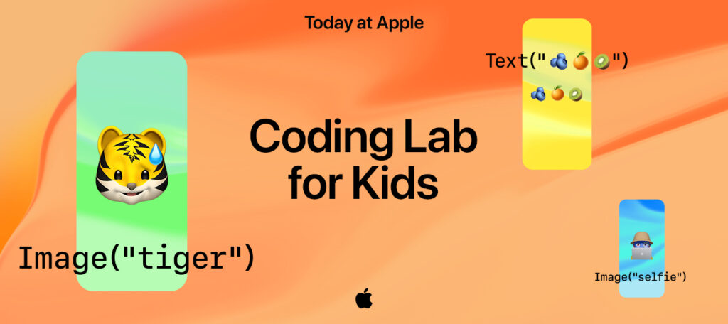 Apple เพิ่มเซสชั่น "Coding Lab for Kids การทดลอง เขียนโค้ดสำหรับเด็ก เขียนแอปตัวแรก" ใน Today at Apple