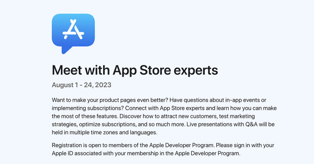 พบกับ "Meet with App Store Experts" เซสชันฟรีสำหรับนักพัฒนาเพื่อทำความรู้จักกับฟีเจอร์ใหม่ล่าสุดของ App Store