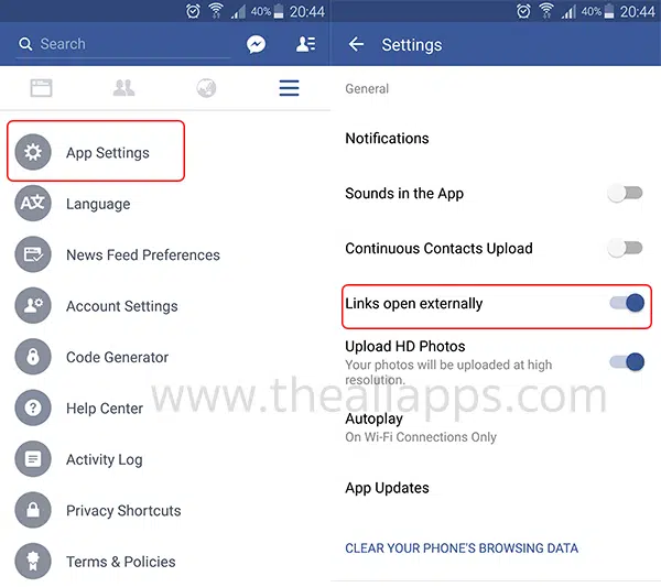 Facebook-Links-open-externally