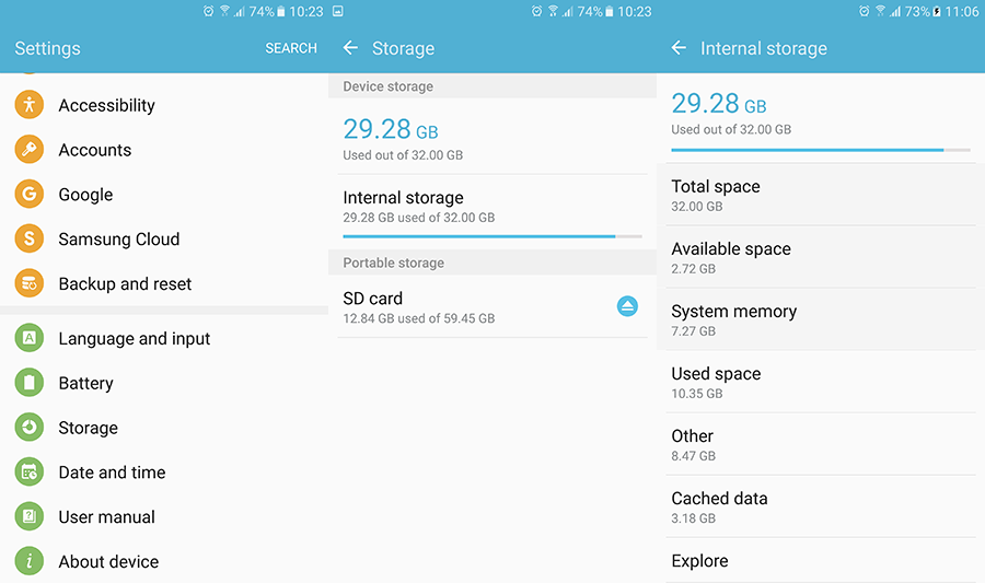 Samsung Galaxy free up storage space android