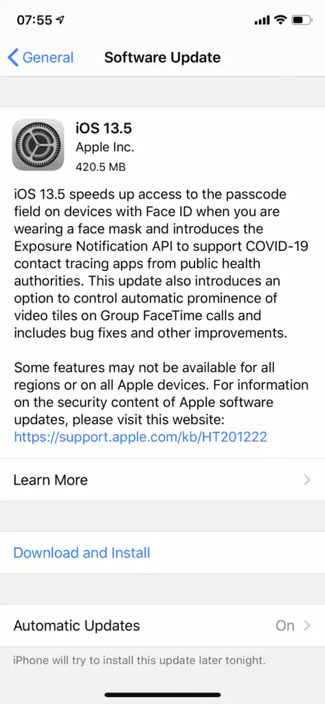 iOS 13.5 เปิดให้อัพเดทแล้ว เพิ่มความเร็วให้เข้าถึง Passcode เพื่อปลดล็อคได้เร็วขึ้นในขณะสวมหน้ากาก