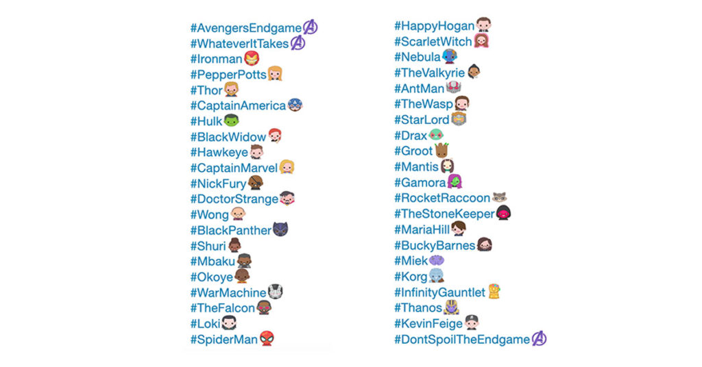 Avengers: Endgame กำลังจะเข้าฉายในโรงภาพยนต์ในสัปดาห์หน้า ทาง Marvel ก็ได้เตรียมกิมมิคเล็กน้อยมาให้แฟนๆ โดยการปล่อย Emoji มากถึง 40 แบบบน Twitter