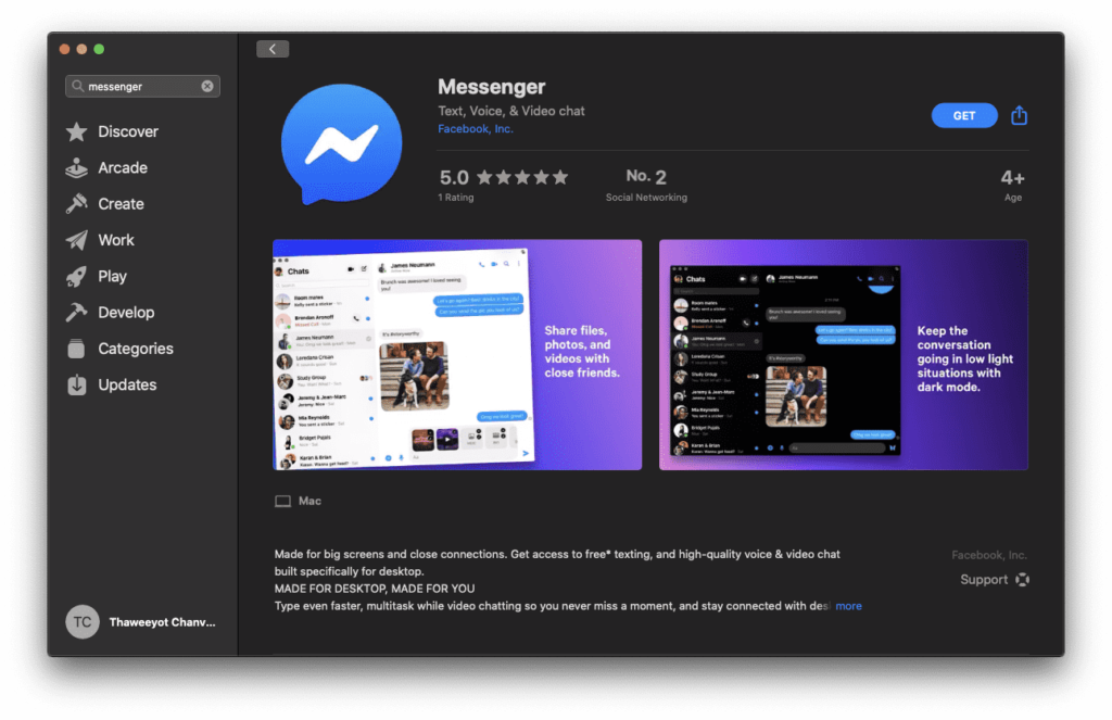 Facebook Messenger สำหรับ Mac เปิดให้ดาวน์โหลดบน App Store แล้ว