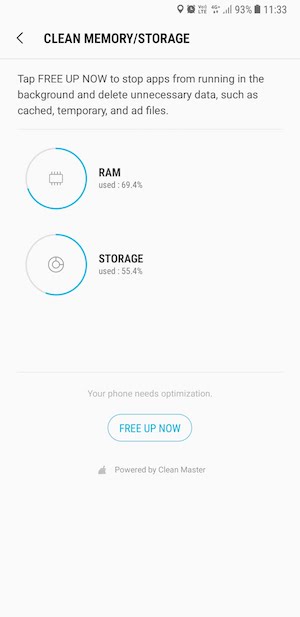 Clean RAM/ Device storage